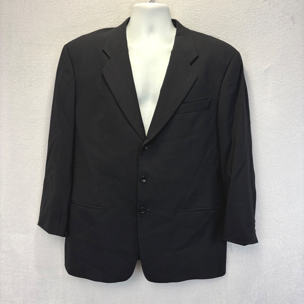 Armani Collezioni Blazer Mens 42 Black Virgin Wool 3-Button Made in Italy Luxury